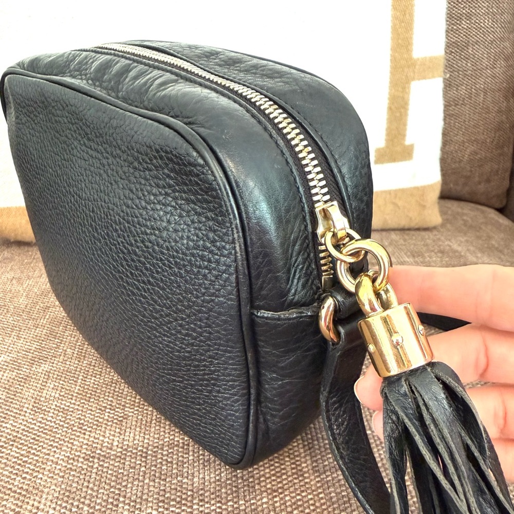 Gucci authentic disco soho crossbody bag black leather small size tassels - Picture 9 of 16